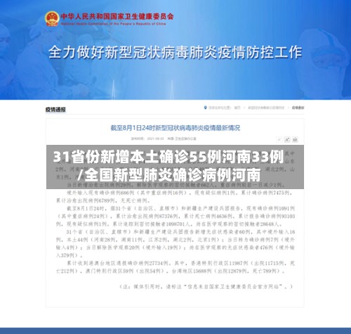 31省份新增本土确诊55例河南33例/全国新型肺炎确诊病例河南