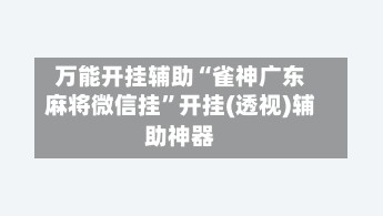 万能开挂辅助“雀神广东麻将微信挂”开挂(透视)辅助神器-第2张图片