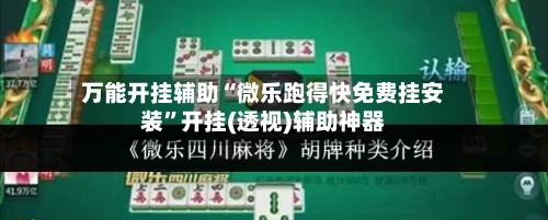 万能开挂辅助“微乐跑得快免费挂安装”开挂(透视)辅助神器-第2张图片