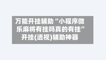 万能开挂辅助“小程序微乐麻将有挂吗真的有挂	”开挂(透视)辅助神器-第2张图片