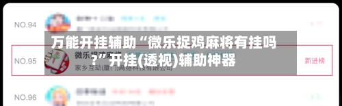 万能开挂辅助“微乐捉鸡麻将有挂吗?	”开挂(透视)辅助神器-第2张图片