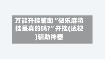 万能开挂辅助“微乐麻将挂是真的吗?”开挂(透视)辅助神器-第2张图片
