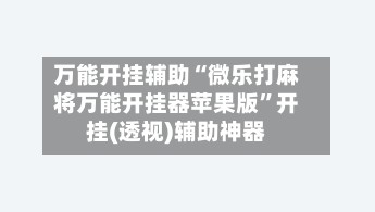 万能开挂辅助“微乐打麻将万能开挂器苹果版	”开挂(透视)辅助神器-第2张图片
